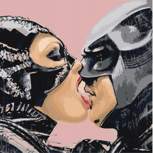 Картина по номерам "Женщина-кошка и Бэтмен"