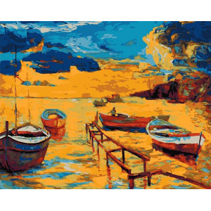 Картина по номерам "Краєвид з човнами"
