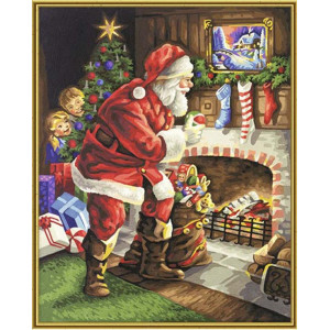 Картина по номерам "Санта біля каміна"