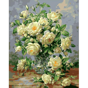 Картина по номерам "Белые розы"