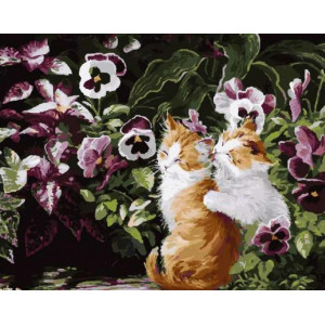 Картина по номерам "Котята в саду"