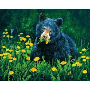 Картина по номерам "Медведь в одуванчиках"