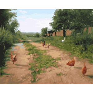 Картина по номерам "Куриные гуляния"