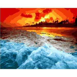 Картина по номерам "Красный закат на море"