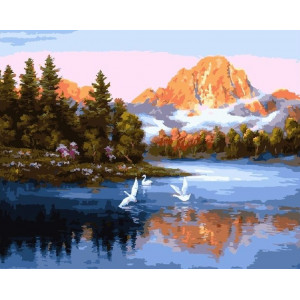 Картина по номерам "Лебеді на озері"