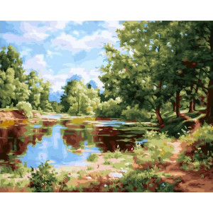 Картина по номерам "Пейзаж у пруда"