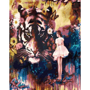 Картина по номерам "Девушка и тигр"