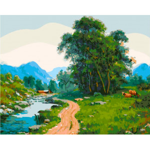 Картина по номерам "Дорога вздовж річки"