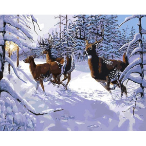 Картина по номерам "Олень в зимнем лесу"