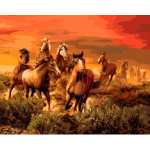 Картина по номерам "Табун бегущих лошадей"