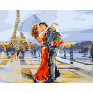 Картина по номерам "Влюбленные в Париже"