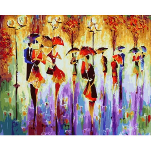 Картина по номерам "Щасливі парасольки"