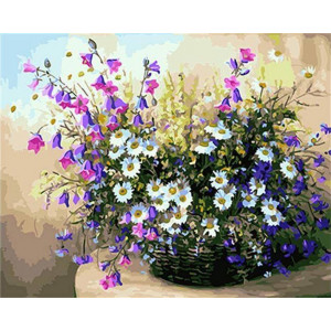 Картина по номерам "Польові квіти у кошику"