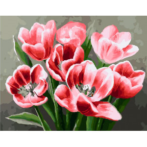 Картина по номерам "Красные тюльпаны"