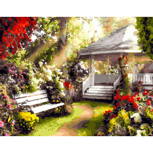 Картина по номерам "Беседка в саду"