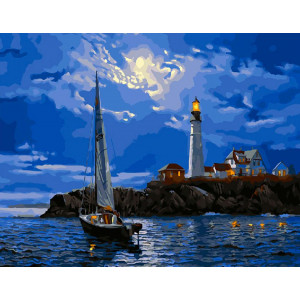 Картина по номерам "Ночь на море"