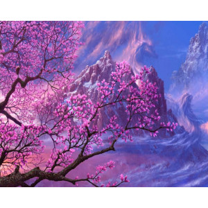 Картина по номерам "Цвет сакуры в горах"