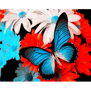 Картина по номерам "Бабочка на цветах"