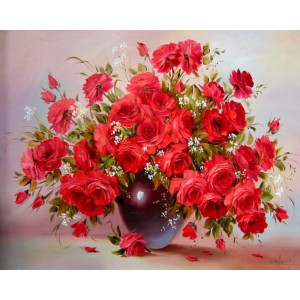 Картина по номерам "Шикарні червоні троянди"