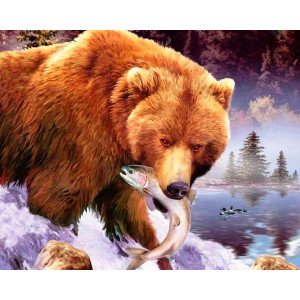 Картина по номерам "Медвежья рыбалка"