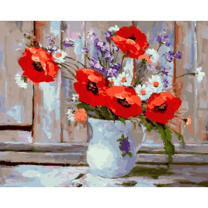 Картина по номерам "Полевые цветы в кувшине"
