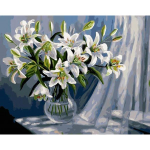 Картина по номерам "Белые лилии на окне"