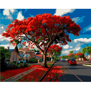 Картина по номерам "Красное дерево"