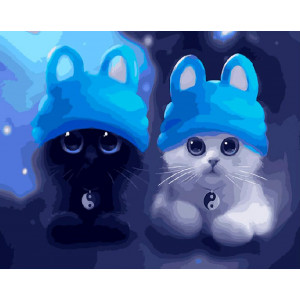Картина по номерам "Кошенята в шапочках"
