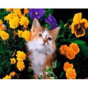 Картина по номерам "Кот в цветах"
