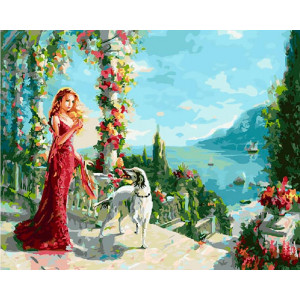 Картина по номерам "Дама в красном и собака"