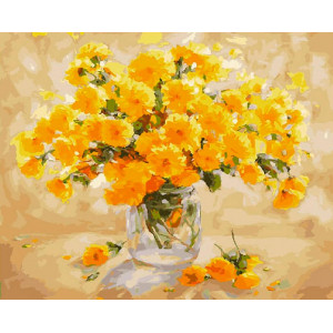 Картина по номерам "Желтые цветочки в вазе"