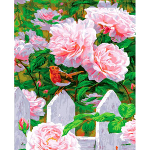 Картина по номерам "Нежные розы в саду"