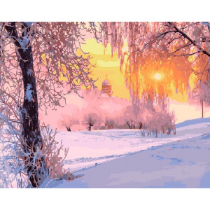 Картина по номерам "Зимнее морозное утро"