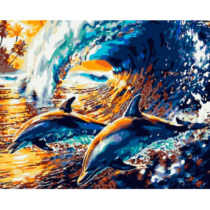 Картина по номерам "Веселые дельфины"