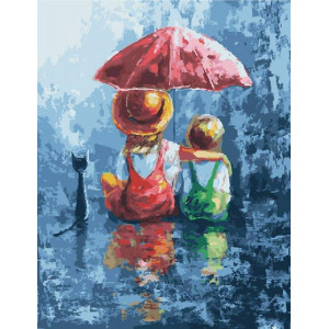 Картина по номерам "Дети под зонтом"