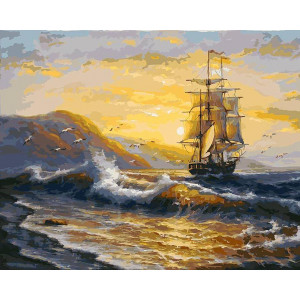 Картина по номерам "Вітрильник на хвилях"