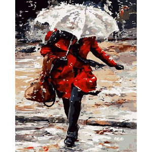 Картина по номерам "Девушка под дождем"