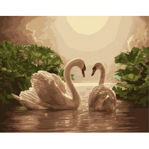 Картина по номерам "Лебеди в закате"