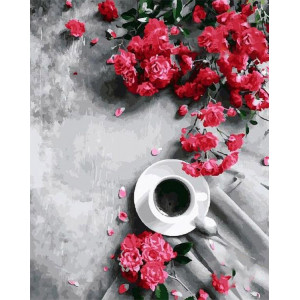 Картина по номерам "Чашка кофе и цветы"
