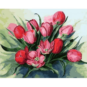 Картина по номерам "Красные тюльпаны"