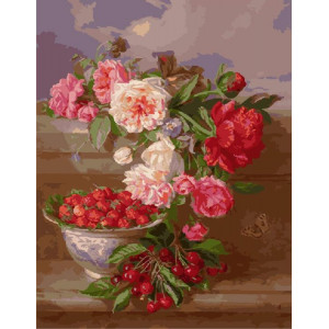 Картина по номерам "Пионы и ягоды"