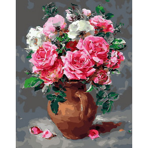 Картина по номерам "Розы в глиняном кувшине"