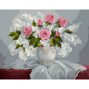 Картина по номерам "Бело-розовый букет"