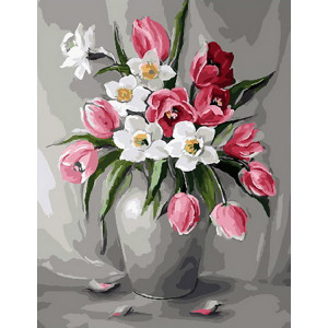 Картина по номерам "Нарциссы и тюльпаны"