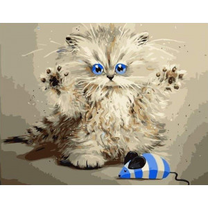 Картина по номерам "Котёнок и мышка"