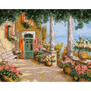 Картина по номерам "Будинок з квітами"