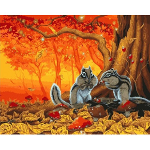 Картина по номерам "Бурундуки осенью"