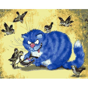 Картина по номерам "Злой и синий кот"