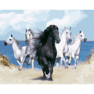 Картина по номерам "Лошади на пляже"