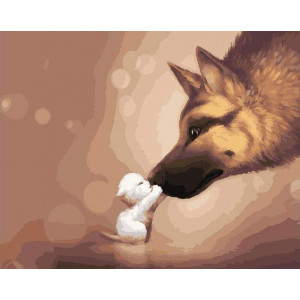 Картина по номерам "Пёс и котёнок"